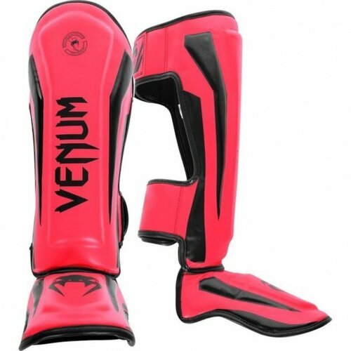 Шингарды, защитные щитки на голень, ноги, для единоборств, тайского бокса Venum Elite - Neo Pink (M)