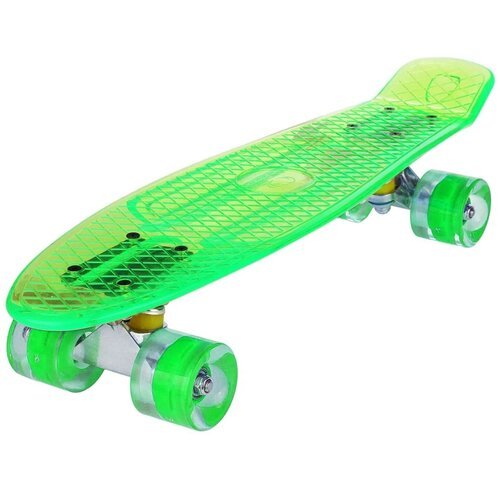 Детский Скейтборд, пенниборд со светящейся декой, oubaoloon, 56*15см, Зеленый