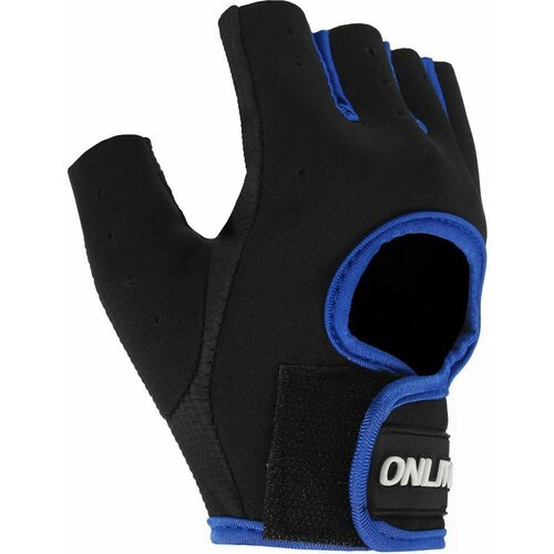 Перчатки спортивные без пальцев для фитнеса, велоперчатки мужские женские, митенки размер L, цвет черно-синий