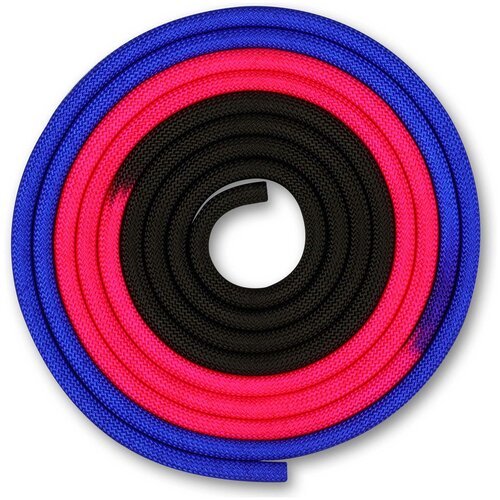 Скакалка для художественной гимнастики утяжеленная трехцветная INDIGO 165 г, IN163, Сине-розово-черный, 3 м