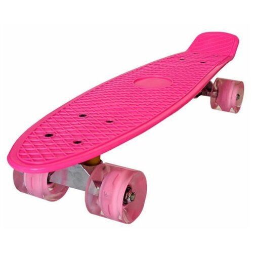 Пенни Борд / Скейт пенни борд пластиковый / Круизер / большие светящиеся колеса 60мм / дека 56см 56 х 15см розовый