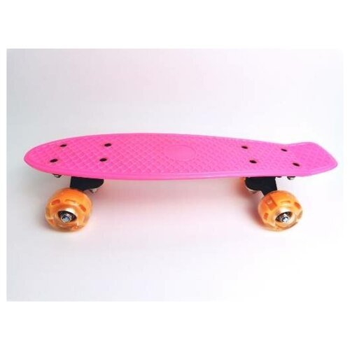 Скейтборд пластик 17*5' шасси пластик, колёса PVC 50мм свет, цв. розовый
