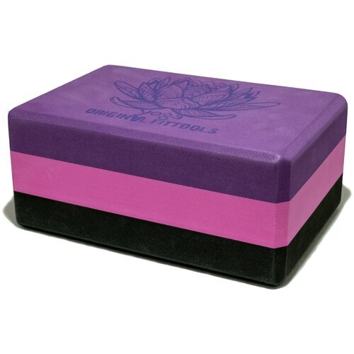 Блок для йоги Original FitTools FT-3DBLOCK фиолетовый/розовый/черный