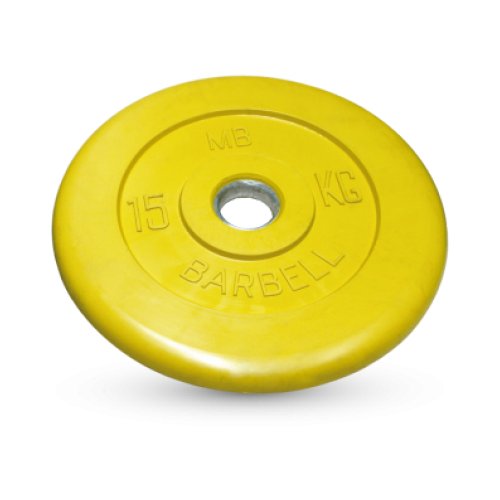 15 кг диск (блин) MB Barbell (желтый) 50 мм.