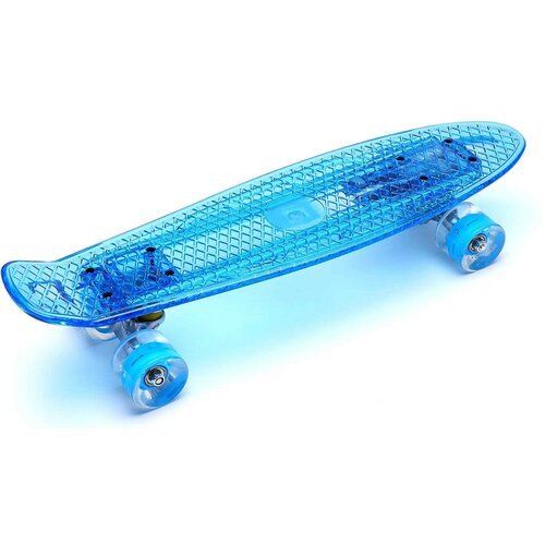 Детский Скейтборд, пенниборд со светящейся декой, oubaoloon, 56*15см, Синий