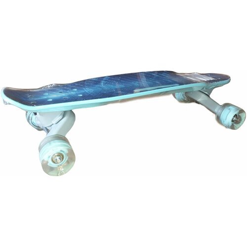 Скейт детский лонгборд 26 дюймов с ручкой, светящиеся колеса до 80 кг. (Цвет: Голубой)