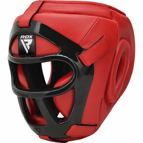 Боксерский шлем RDX T1F XL красный, со съемным забралом