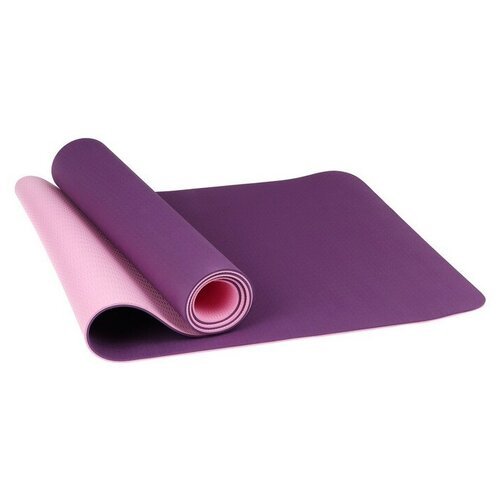 Коврик для йоги 183x61x0,6 см, двухцветный, цвет фиолетовый./В упаковке шт: 1