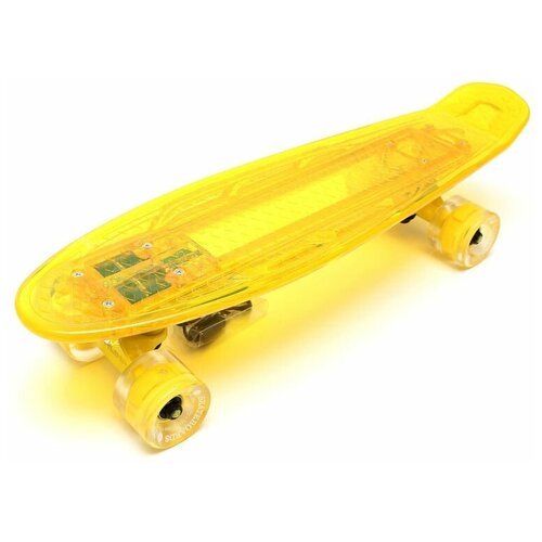 Мини-круизер Пениборд полностью светяшийся скейтборд желтый