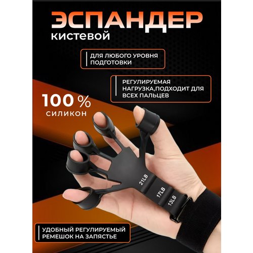 Тренажер для пальцев рук, эспандер кистевой для фитнеса рук, 3 уровня, черный
