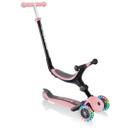 Детский самокат-беговел 3-колесный GLOBBER Go Up Foldable Lights , пастельно-розовый