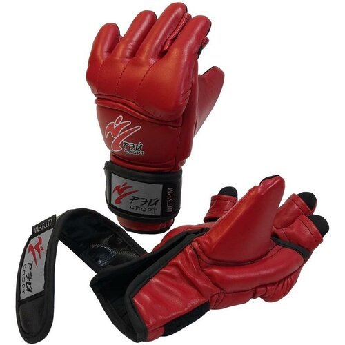 Перчатки-краги для АРБ Рэй-Спорт Штурм ЛБ43, кожа и иск. кожа (Красный, S)