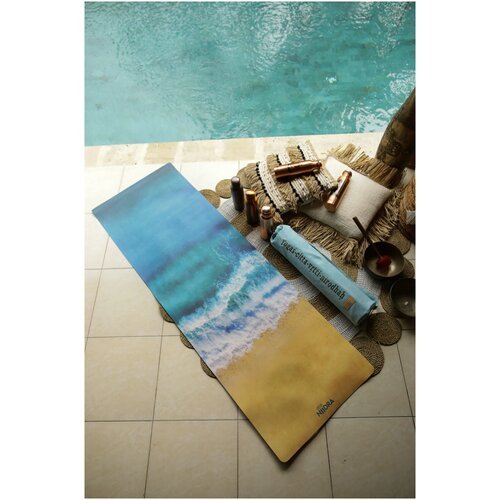 Коврик для йоги NiiDRA, модель Тихий океан, размер 61•173•0,3 см, материалы - микрофибра и каучук, подарок с каждым заказом