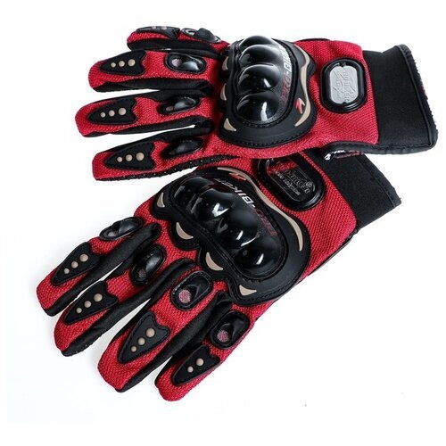Перчатки для езды на мототехнике КНР с защитными вставками, пара, размер L, красный