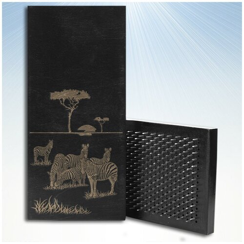 Доска Садху / Доска с гвоздями / Доска для Йоги / африка зебры - 1405, черная