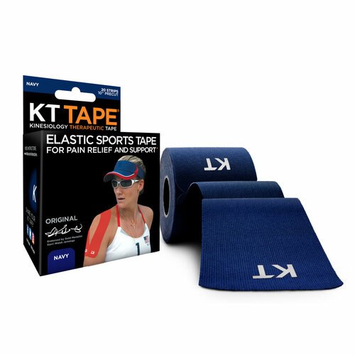Кинезиотейп KT Tape Original, Хлопок, 20 полосок, 25 х 5 см, преднарезанный, цвет Темно-синий