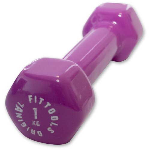 Original FitTools Гантель в виниловой оболочке 1 кг (Цвет - ярко пурпурный)