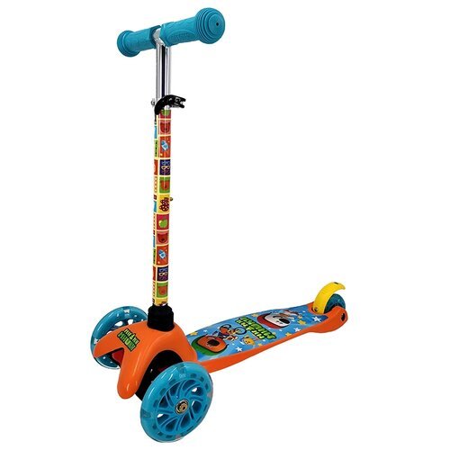 Детский 3-колесный самокат Next Самокат Энчантималс управление наклоном, 3 колеса (120 и 80 мм.), оранжевый/голубой
