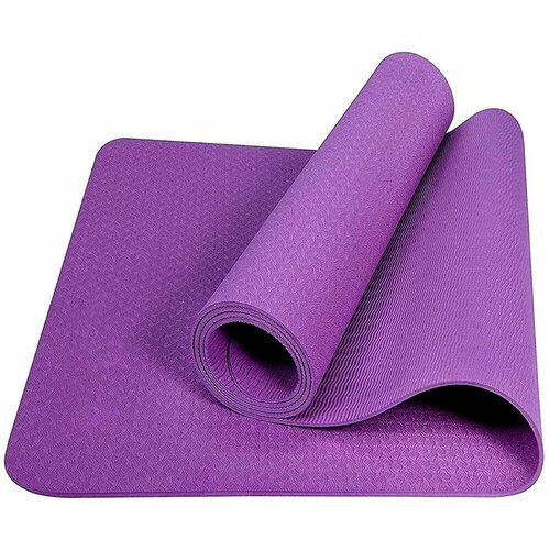 Коврик для йоги 6 мм TPE фиолетовый, 183х61х0,6 см