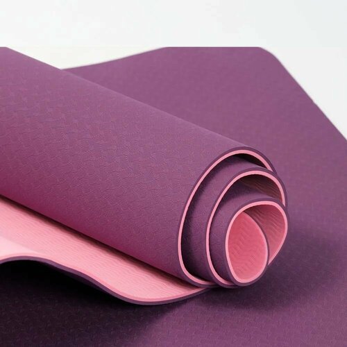 Коврик для йоги и фитнеса Yogastuff TPE 183*61*0.6 см, фиолетово-розовый