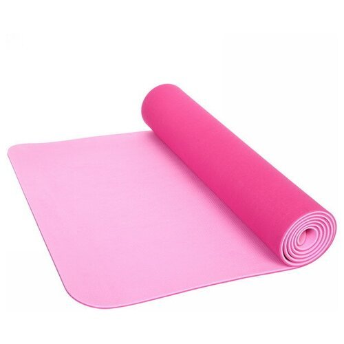 Коврик для йоги 6мм 61*183 см 'Гармония' 2х сторонний, розовый/св.розовый