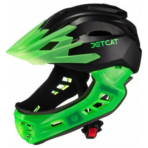 Шлем – JETCAT - Hawks (Хокс) - размер 'S' (48-55см) - Black/Green - Fullface - защитный - велосипедный - велошлем - детский