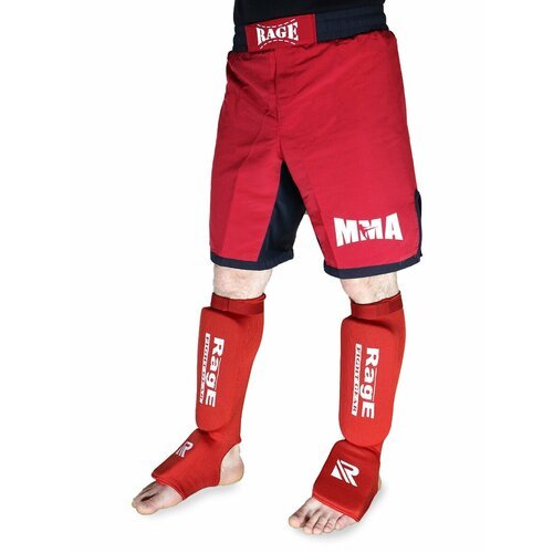 Защита голень-стопа Rage красный на липучке эластичная ткань - Sportmile - Красный - S