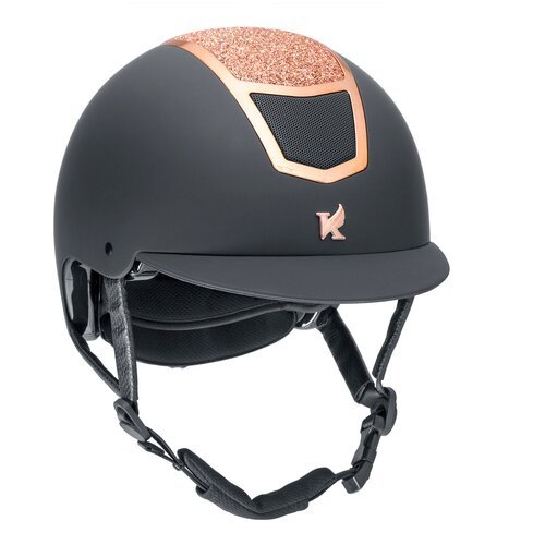 Шлем для верховой езды с регулировкой SHIRES Karben 'Valentina', обхват головы 59-61 см, черный/розовое золото (Великобритания)