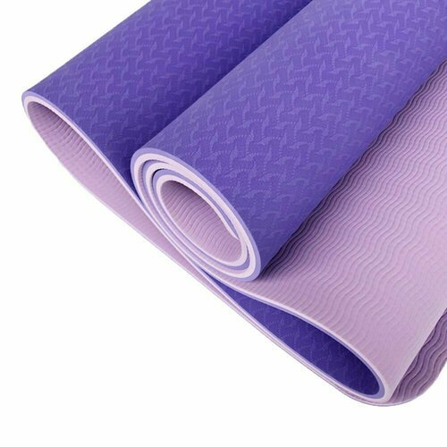 Коврик для йоги и фитнеса Yogastuff TPE, фиолетово-сиреневый, 183*61*0,6 см