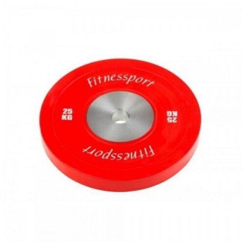 Бамперный диск для кроссфита Fitnessport RCP22-25 красный, 25 кг.