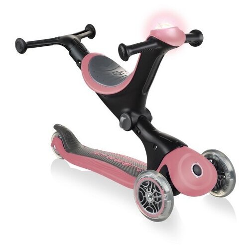 Детский 3-колесный самокат-беговел GLOBBER Go Up Deluxe Play Lights, пастельно-розовый