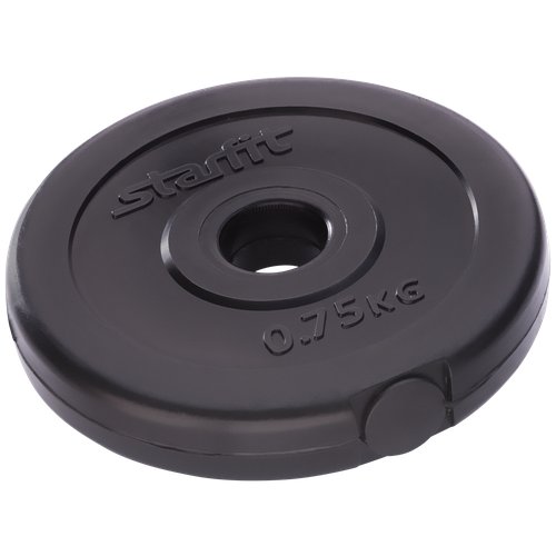 Диск пластиковый BASEFIT BB-203 0,75 кг, d=26 мм, черный, 2 шт