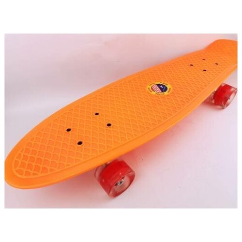 Скейтборд пластик 27*7,5', шасси Al, колёса PU 60*45мм свет, цв. оранжевый