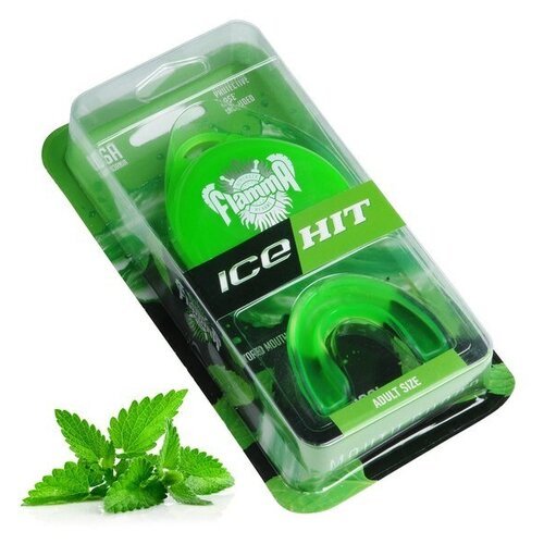 Защита рта (капа) FLAMMA - Ice Hit mint с футляром (гель резина, взрослый, Прозрачный/зеленый/черны - Fight Expert
