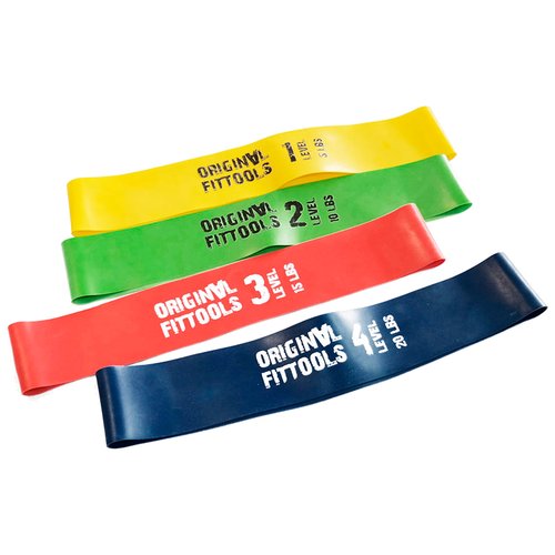 Набор резинок для фитнеса 4 шт. Original FitTools FT-XLST 61 х 5 см 9.1 кг зеленый/желтый/красный/синий