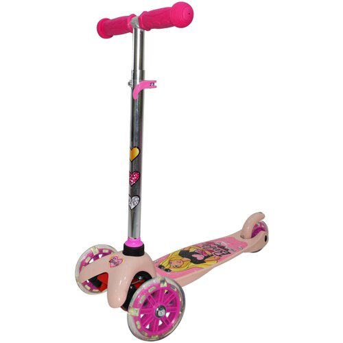 Детский городской самокат 3-колесный 1 TOY Т11410Н Barbie , розовый/бежевый