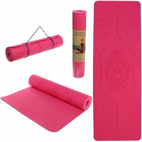 Коврик для йоги «Мандала» 183*61*06 см (ТРЕ), розовый