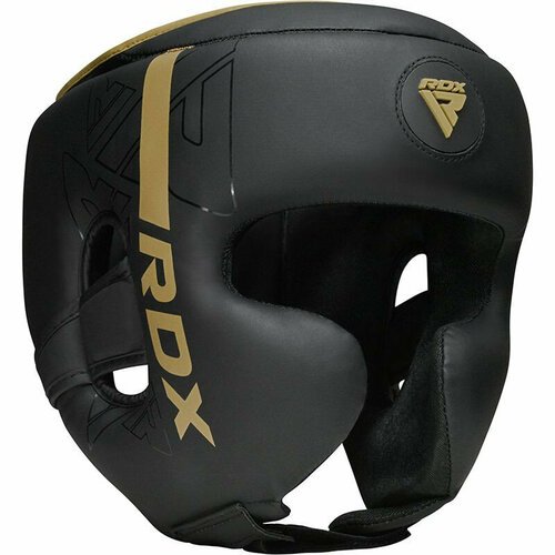 Боксерский шлем RDX F6 S черный/золотой матовый