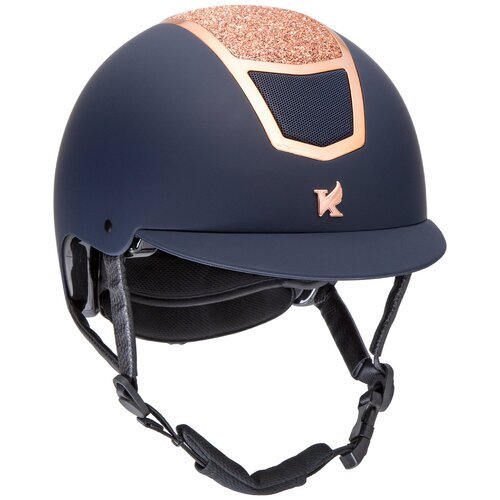 Шлем для верховой езды с регулировкой SHIRES Karben 'Valentina', обхват головы 53-55 см, синий/розовое золото (Великобритания)