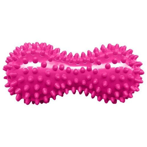 Мяч массажный двойной с шипами, форма арахис для снятия триггеров ( розовый), 15*7 см