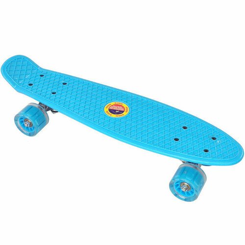 Скейтборд пластиковый 56x15cm со свет. колесами (голубой) E33092