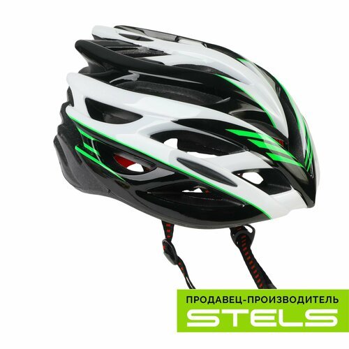 Шлем защитный для катания на велосипеде FSD-HL008 (in-mold) зелёно-чёрно-белый, размер L NEW (item:020)
