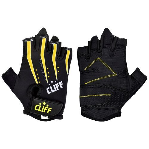 Перчатки для фитнеса CLIFF FG-006, чёрно-жёлтые, р. M