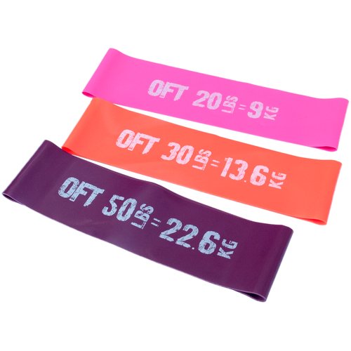 Набор резинок для фитнеса 3 шт. Original FitTools FT-75-AFINA 60 х 7.5 см 22.6 кг розовый/оранжевый/фиолетовый