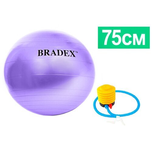 Мяч для фитнеса ФИТБОЛ-75 Bradex SF 0719 с насосом, фиолетовый