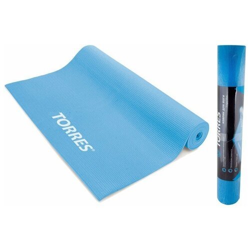 Коврик для йоги TORRES Basis 3, YL10023, PVC 3 мм, нескользящее покрытие, голубой