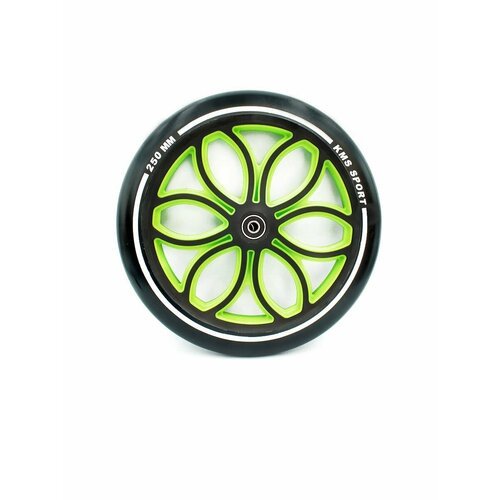 Колесо Sport с цветными вставками для самоката Ø 250 мм (пластик) зеленое KMS, 805410-KR3