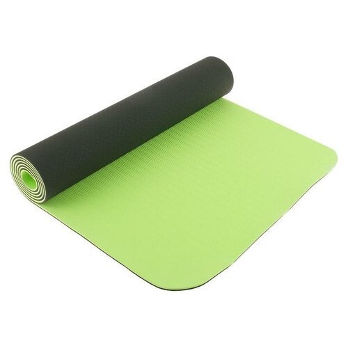 Коврик для йоги ТероПром 4466007 183 × 61 × 0,6 см, двухцветный, цвет тёмно-зелёный