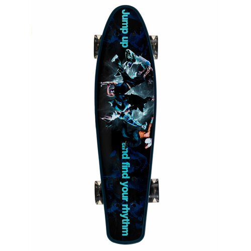 Скейтборд, дека 57х15 см, колеса светятся, синий