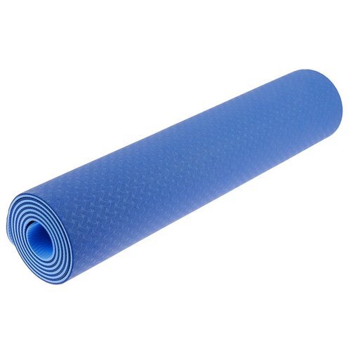 Коврик Sangh Yoga mat двухцветный, 183х61 см синий 0.6 см